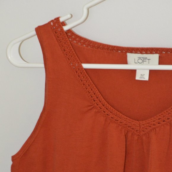 Ann Taylor Loft Knit Tank Top Crocheted Neckline Rust Womens Size XLP - Picture 4 of 11